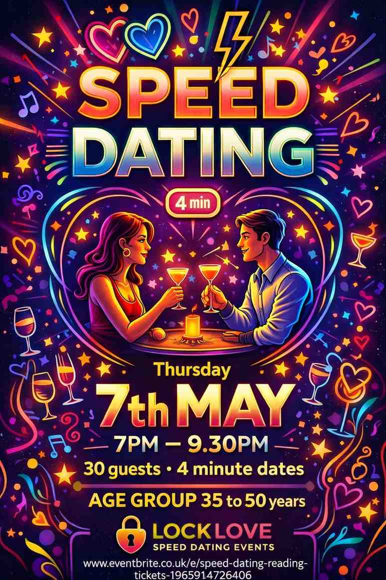 Speed dating event announcement graphic